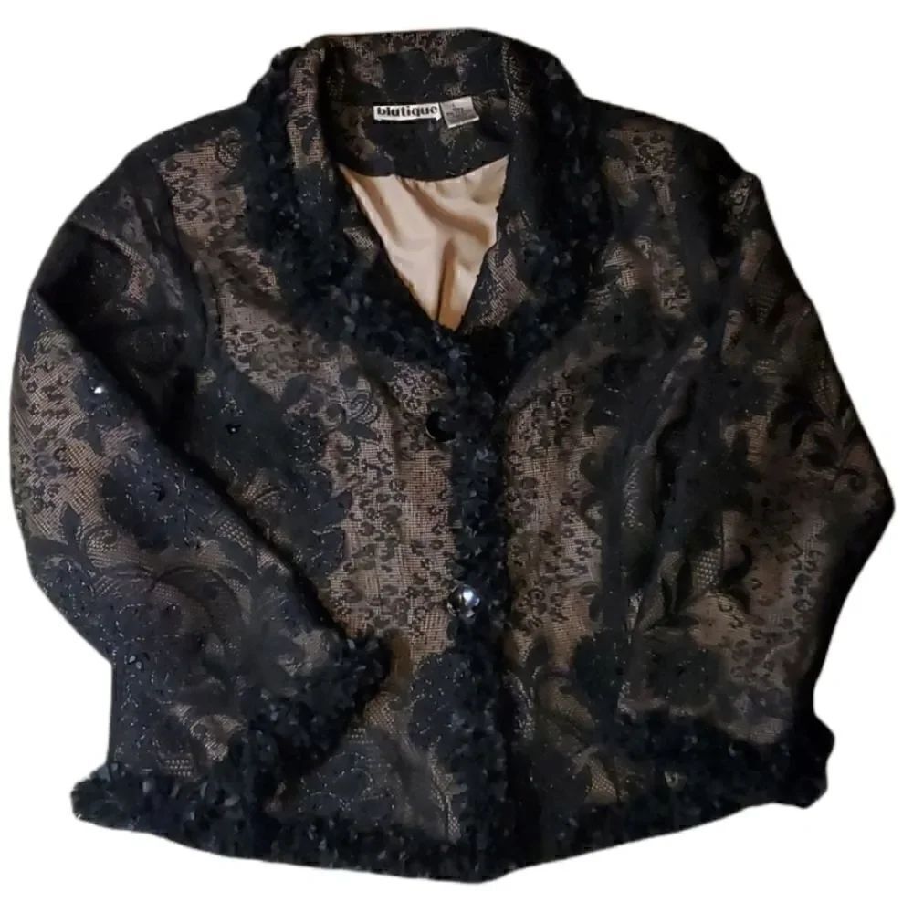 VINTAGE Blutique Black Beaded Jacket